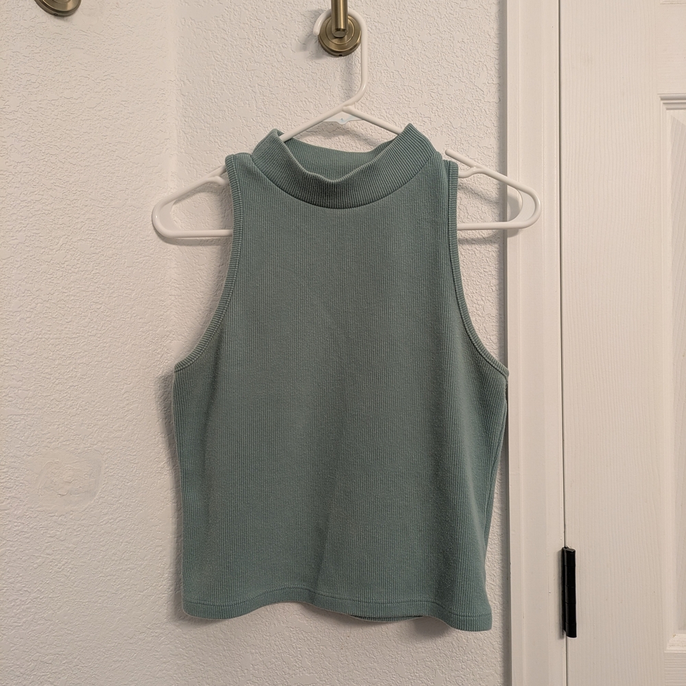 a new day Sleeveless Mock Neck Crop Top - Blue